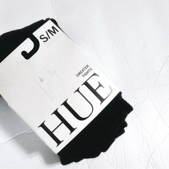 NEW HUE Womens S / M Fashion Sweater Tights Non Control Top Black Brushed Lining - Picture 5 of 6